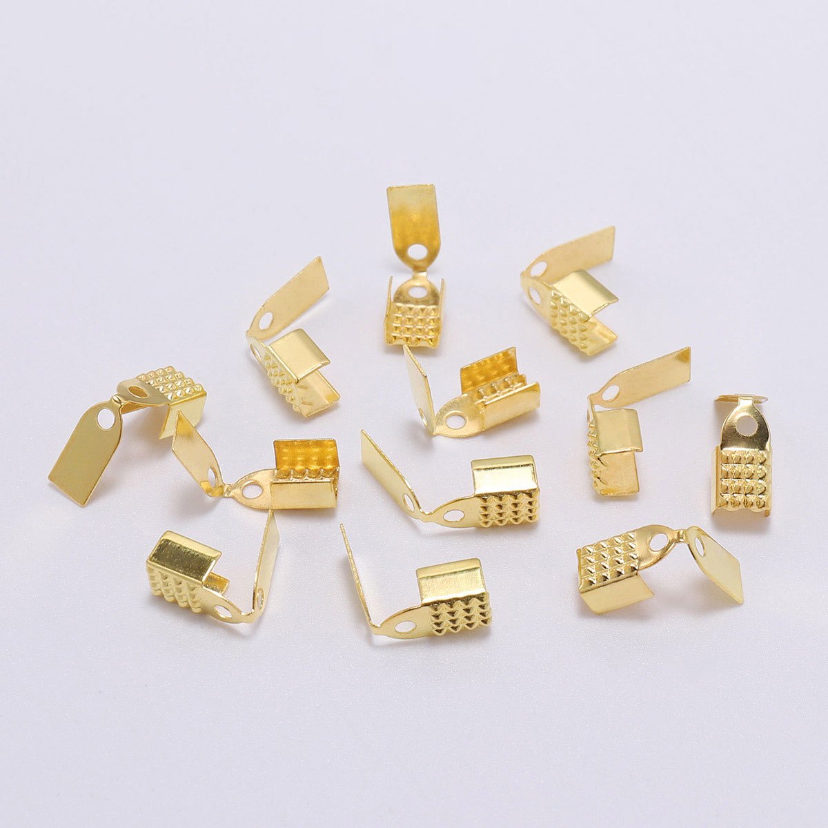 1Set 200PCS 25mm/ 35mm Long 5 Color Iron Ribbon Ends Bracelet Bookmark  Pinch Crimp Clamp End Findings Clasp Leather Cord Ends Jewelry Making  Findings