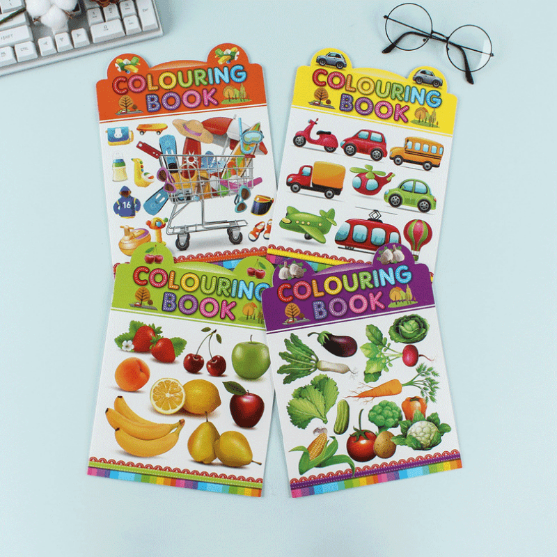 8pcs Cartoon Graphic Coloring Paper With Pen, Creative Portable Coloring  Paper For Children Painting