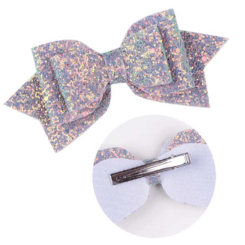 Sequins Bow Hair Clip Duckbill Barrette PU Leather Hair Slides Clip