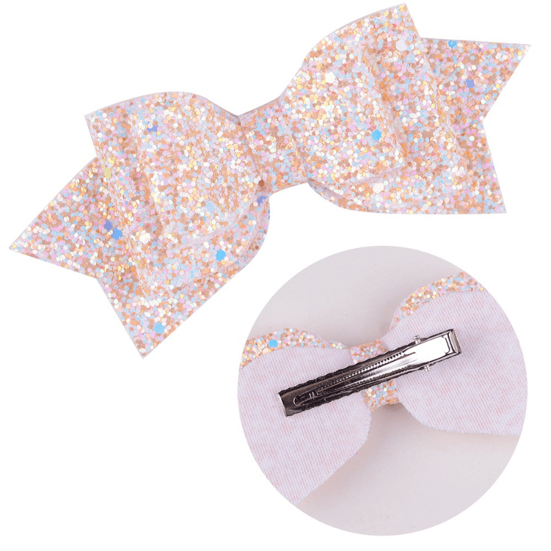 Sequins Bow Hair Clip Duckbill Barrette PU Leather Hair Slides Clip