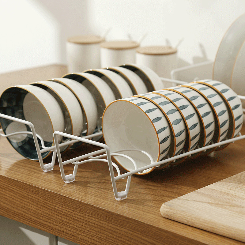 Dish Rack With Drip Tray, Minimalist White Plate Drain Storage Organizer,  Single-layer Tableware Storage Rack, Multi-functional Bowl Disc Draining  Cage, Chopsticks Fork Spoon Knife Rack, Kitchen Accessories - Temu