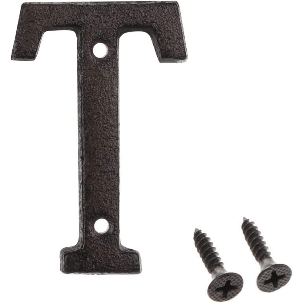 3-Inch Cast Iron Letters for Wall and Mailbox - Letter T - Industrial  Design Mailbox Letters for Address Sign and House Decor - Black Brown