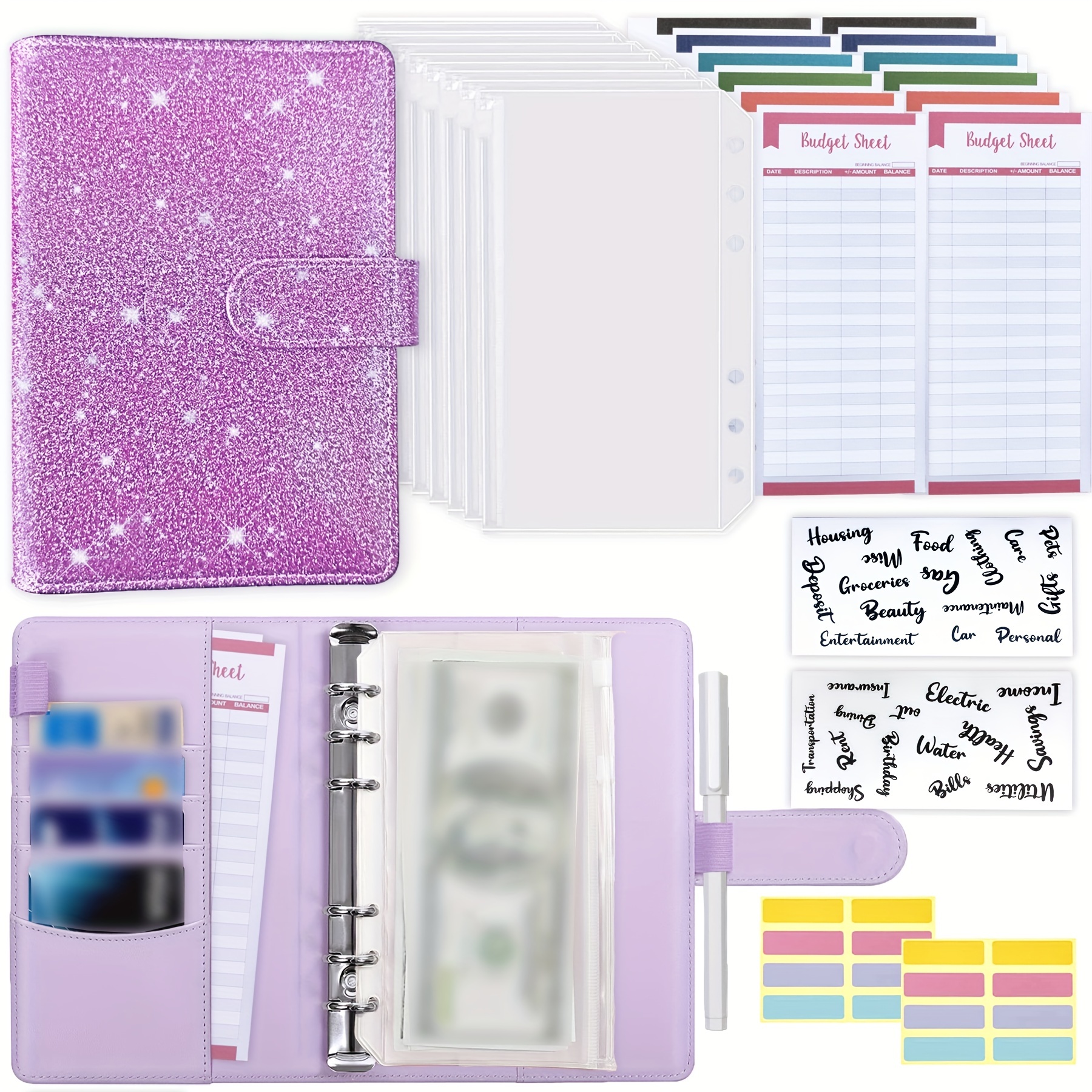 A6 Budget Binder Set Carpeta Ahorro Dinero Cuaderno Cuero Pu