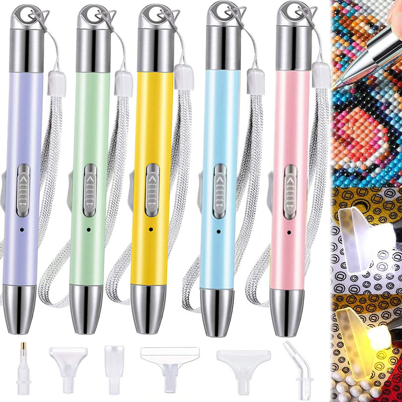 Diamond Painting Pen Led Gem Picker Pens With Light 5d - Temu