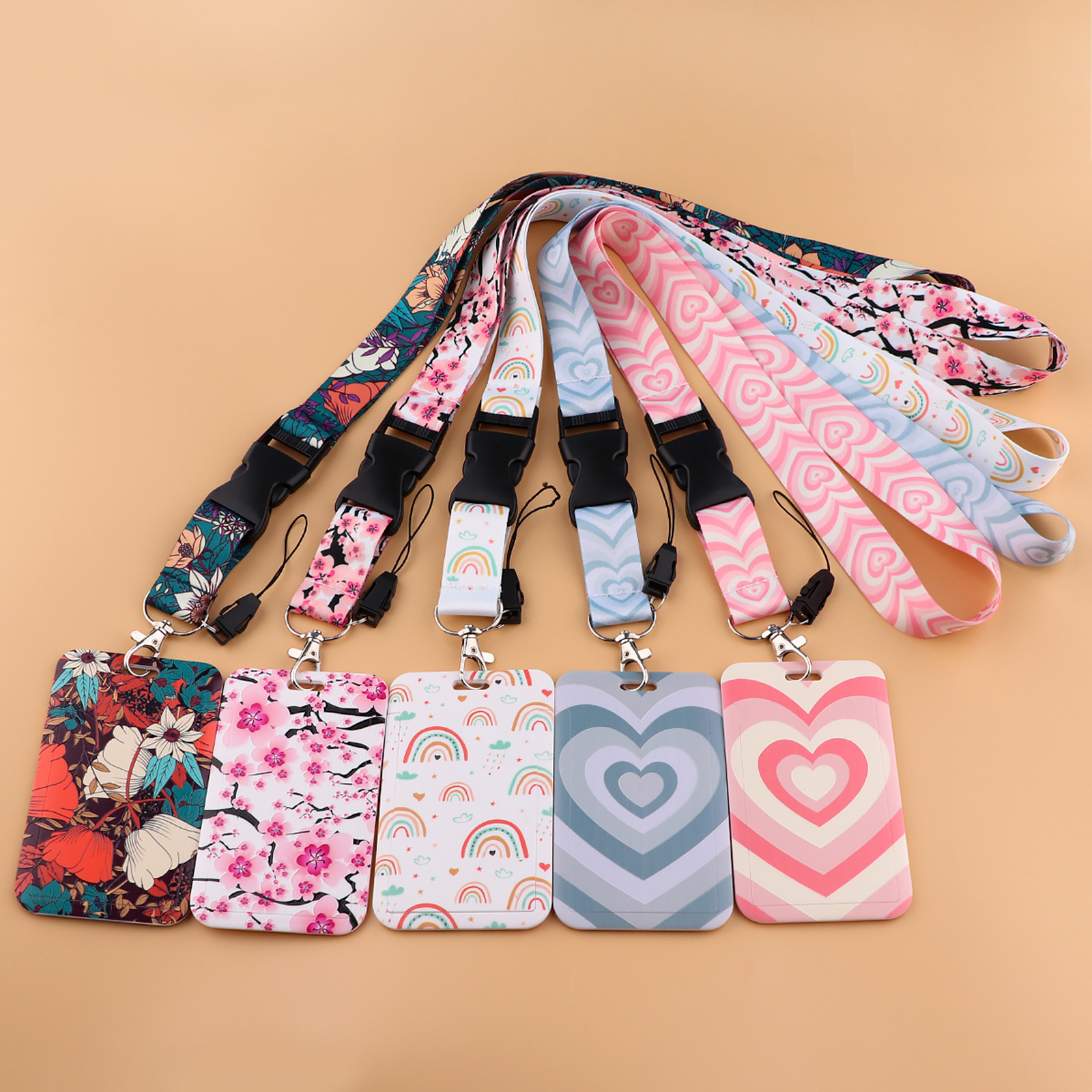 Sakura Heart Shaped Neck Strap Lanyards Keys Keychain Badge - Temu
