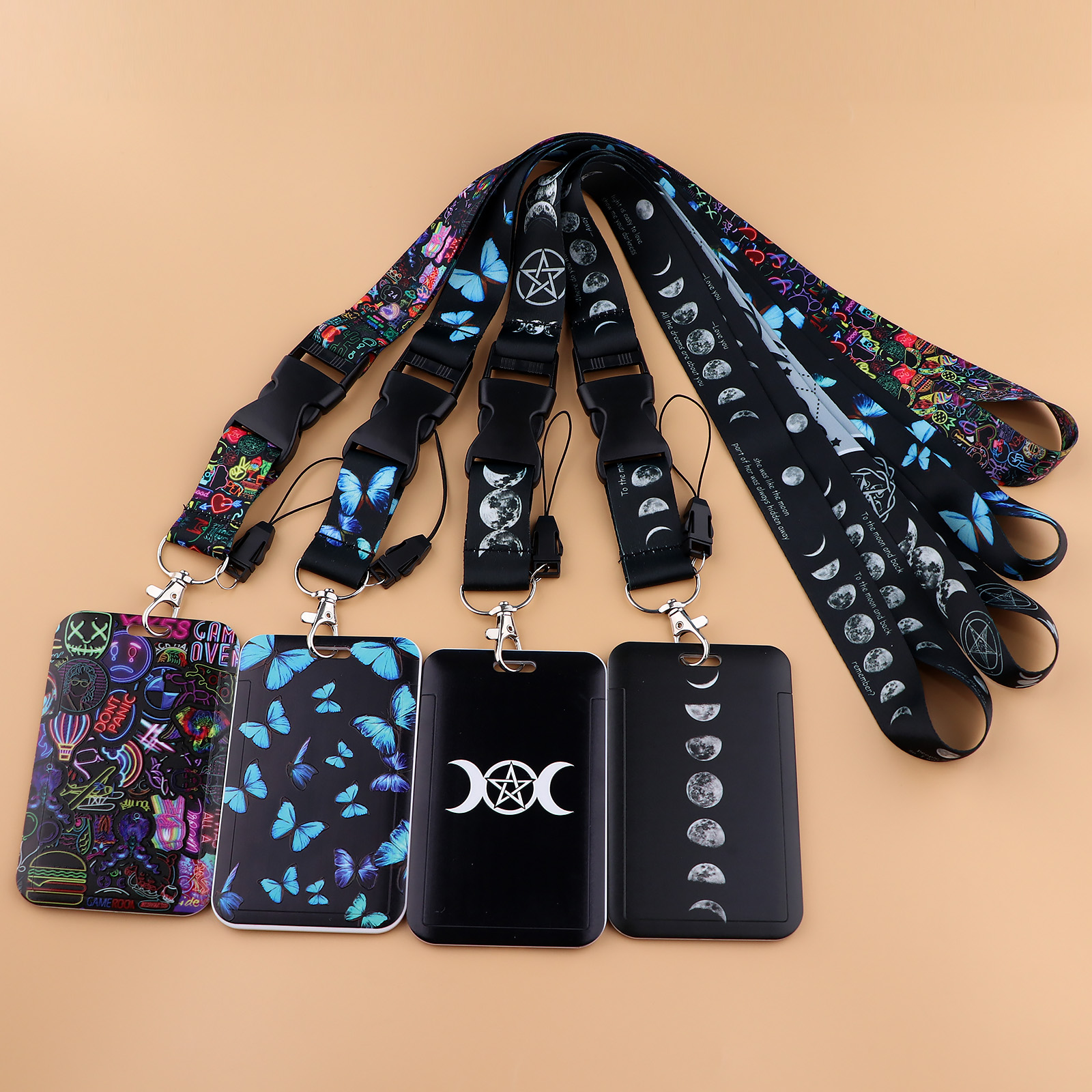 Starry Sky lanyard for keys Chain ID Credit Card Cover Pass Badge