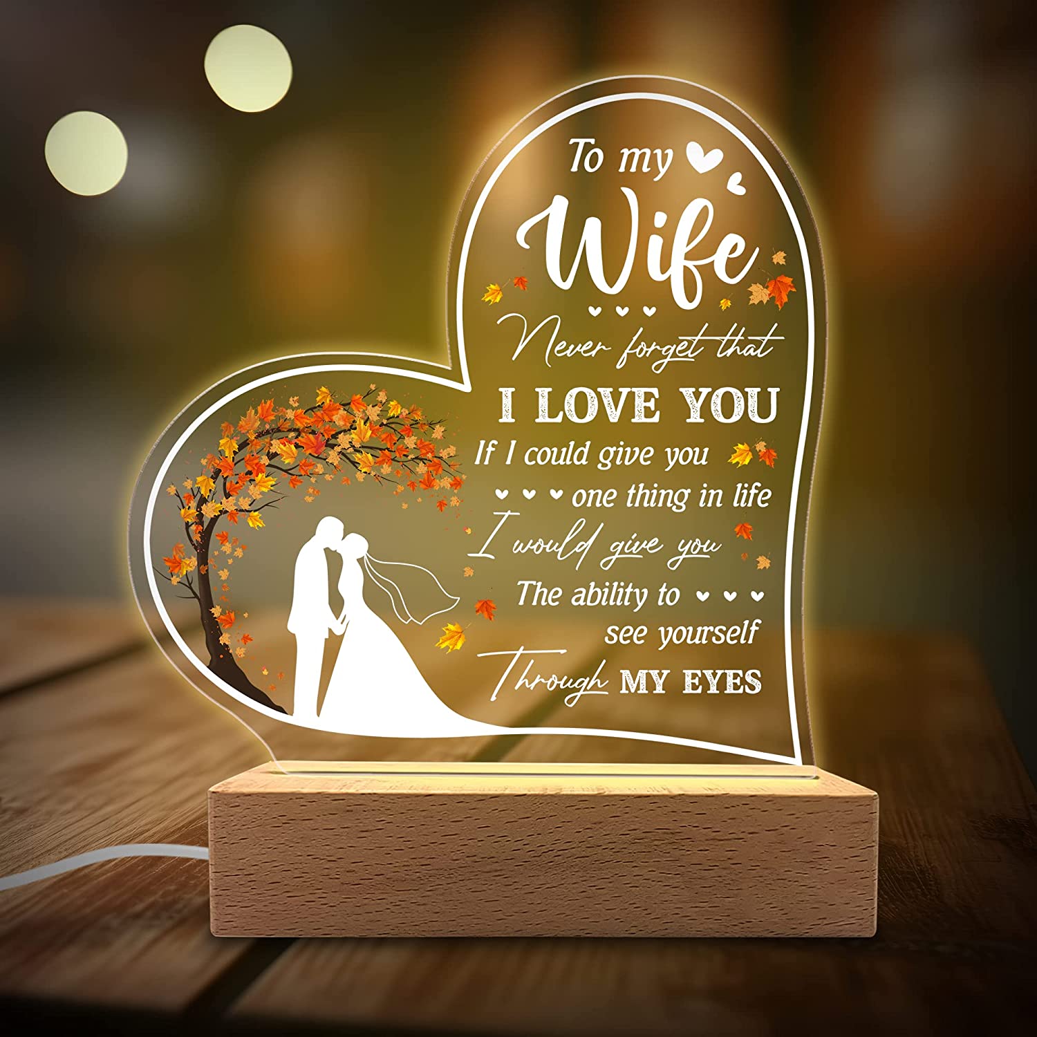 Regalos para esposa de marido - Regalos para esposa con texto en inglés I  Love You, espejo compacto, regalos románticos para aniversario de esposa
