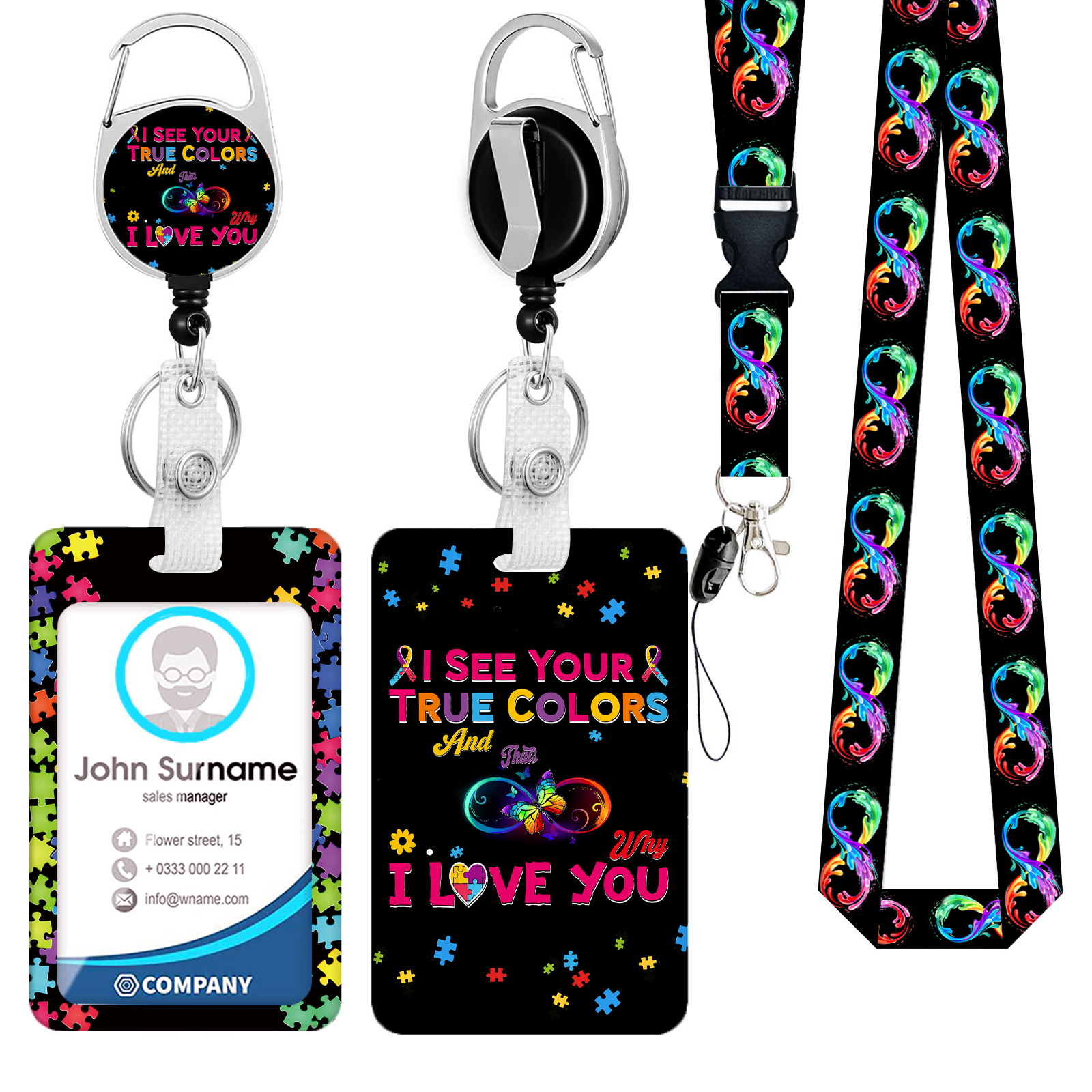ID Badge Holder With Detachable Lanyard Retractable Badge Reel Clip, Work  ID Card Holder With Adjustable Neck Lanyard Strap For Women Nurses Doctor St