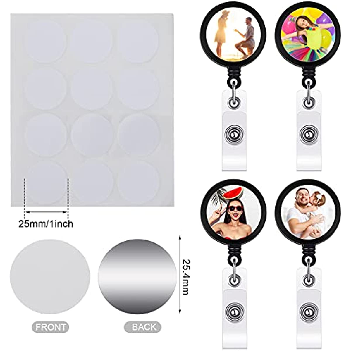 100 Pieces Sublimation Metal Photo Blanks Aluminum Photo Sign Blank 1 Inch(2.54cm) Photo Metal for Retractable Badge Holder,Temu