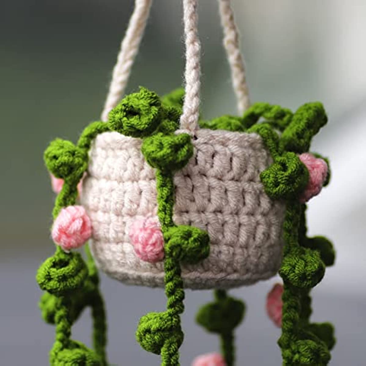 Handmade Knitted Car Mirror Hanging Accessories Cute Potted Plants Crochet  Car Accessories Women - Automotive - Temu