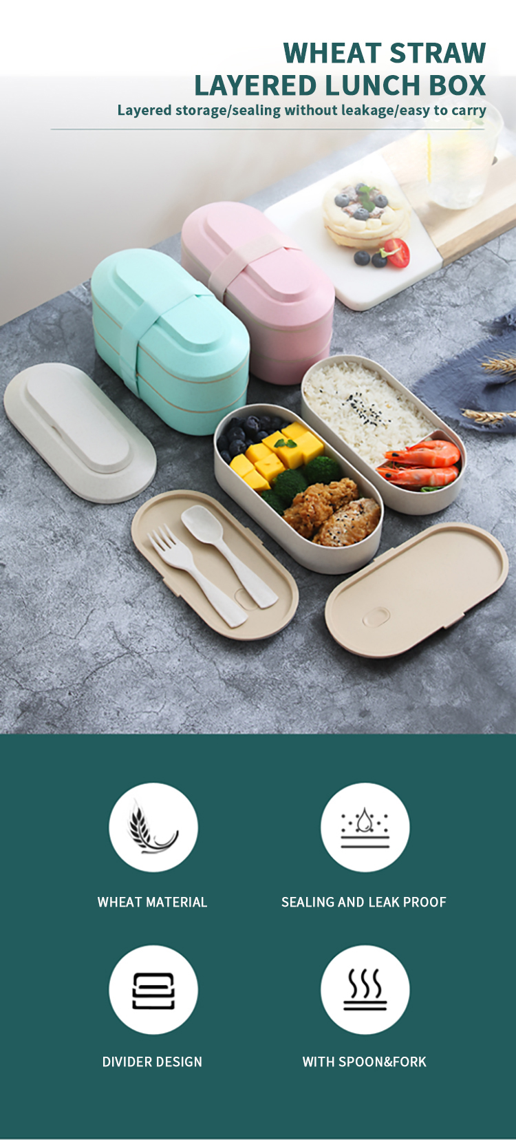 2-layer Bento Box, Leakproof Lunch Containers, Cute Lunch Boxes, Dishwasher  Microwave Safe, Lunch Food Container, Stackable Bento Lunch Box With Spoon  And Fork, Home Kitchen Supplies - Temu