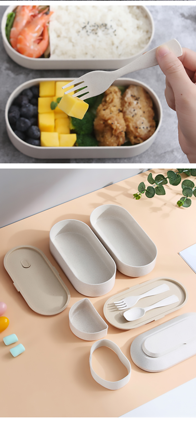 2-layer Bento Box, Leakproof Lunch Containers, Cute Lunch Boxes, Dishwasher  Microwave Safe, Lunch Food Container, Stackable Bento Lunch Box With Spoon  And Fork, Home Kitchen Supplies - Temu