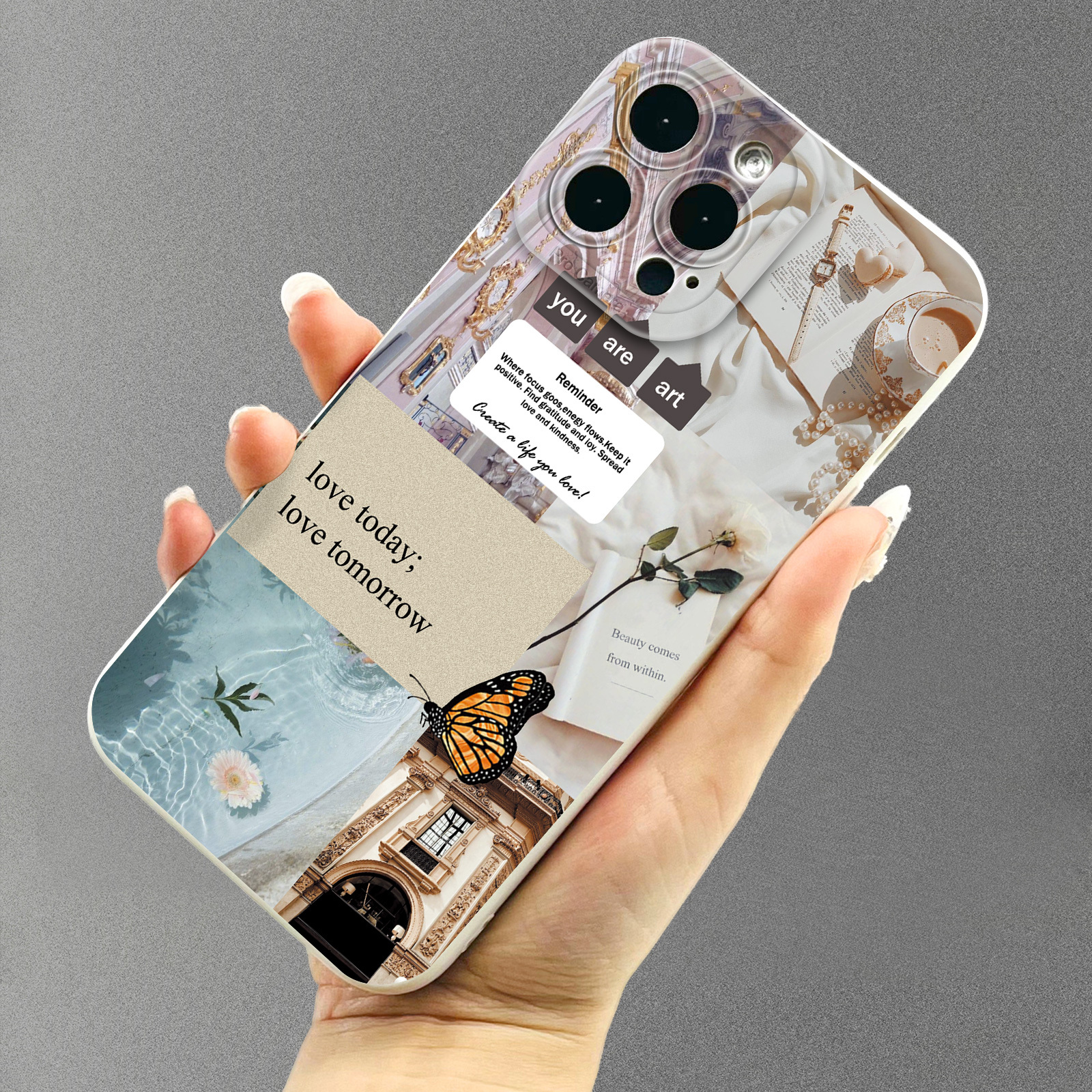 Beige Soft Tpu Phone Case Iphone 14/ 13/ 12/ 11 - Temu