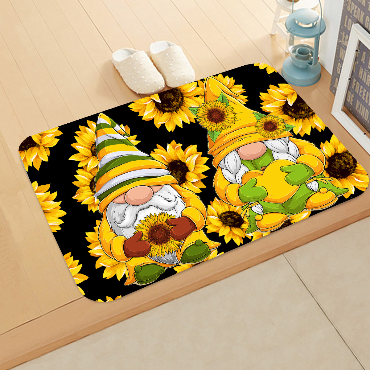 1pc Tapete Piso Estampado Gnomos Girasol Cocina Alfombra - Temu