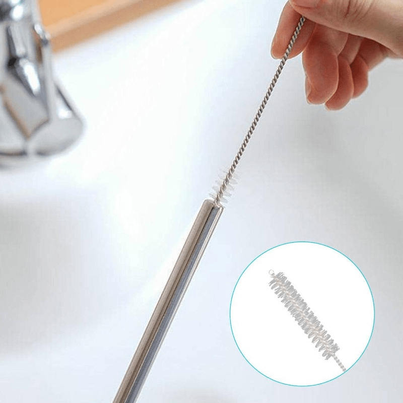 Silver Stainless Steel Straw Set of 4