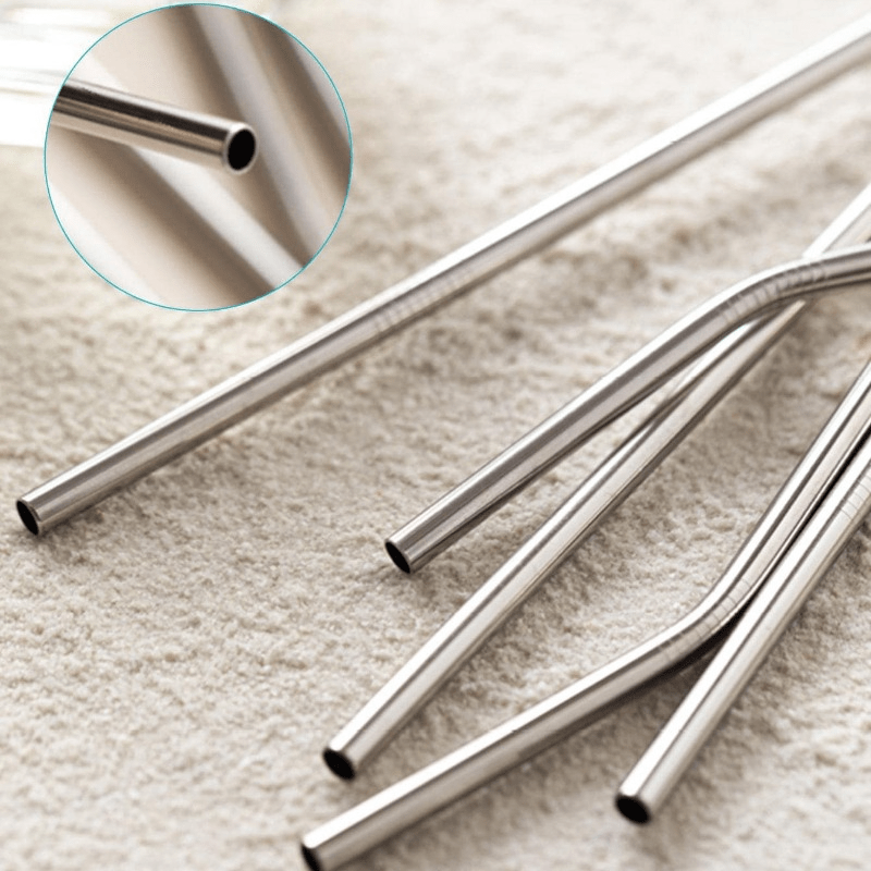 Silver Stainless Steel Straw Set of 4