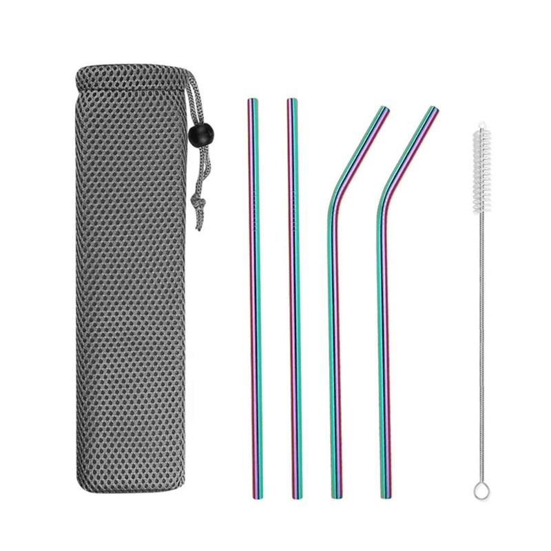 12 Cannucce Riutilizzabili Acciaio Inox 304 - Set 8 Dritte + 4 Curve Con Spazzole Di Pulizia - Foto 10