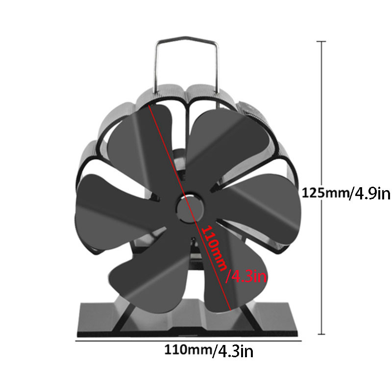 high quality 6 blade heat powered stove fan quiet   wood gas burner air circulation for   heating aluminum alloy no batteries required details 4