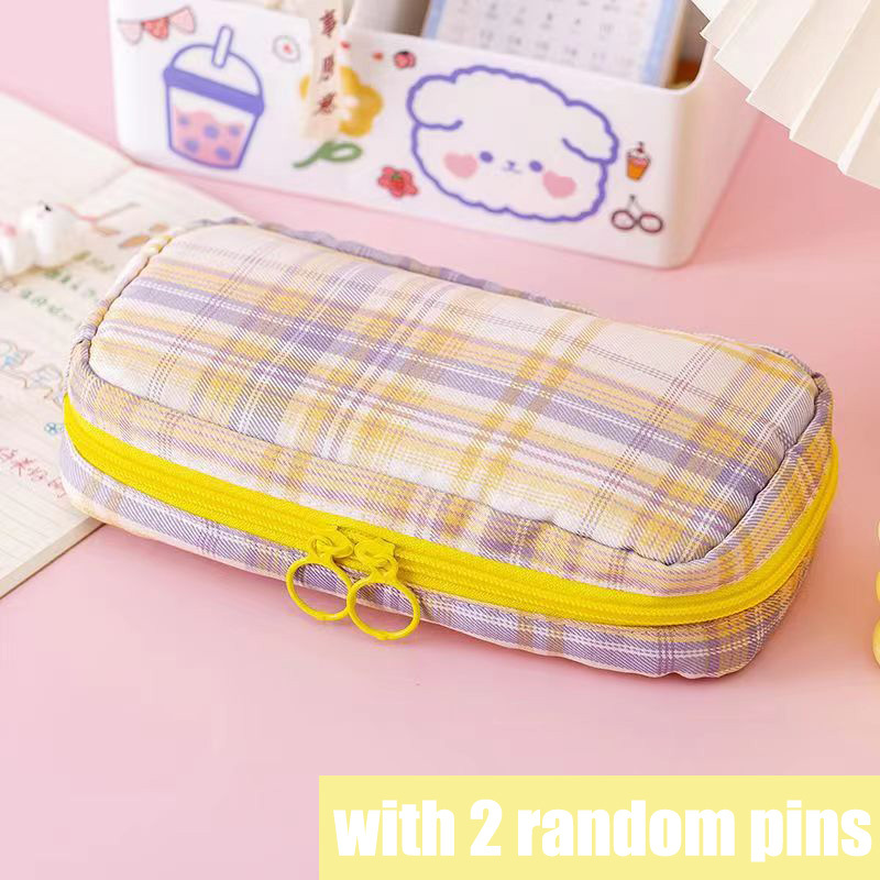 Large Capacity Pencil Case Kawaii Canvas Pencil Pouch Korean Stationery ins  Pen Holder Back to School Cute Bag School Supplies
