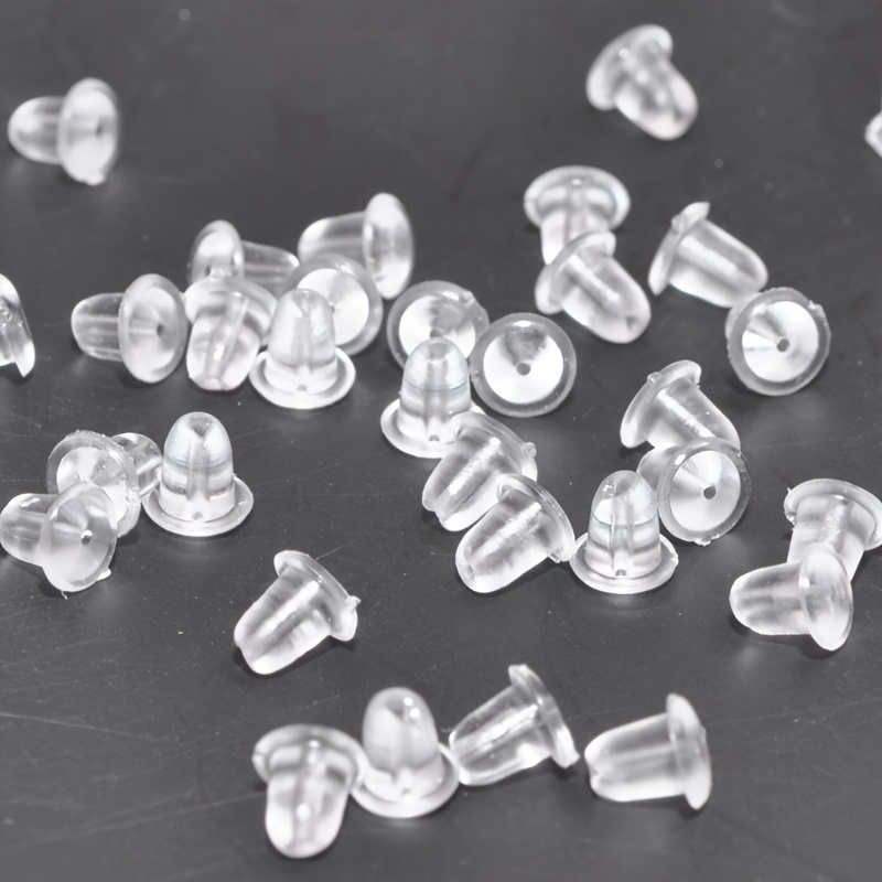 1box Plastic Ear Nuts Earring Backs Clear DIY Earrings Back Plug