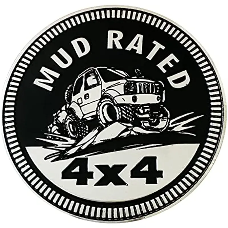 MUD Badge Bewertetes Auto-Emblem, 4 X 4 Metall-Automotive-Abzeichen,  3D-Metall-Auto-Abzeichen, Embleme, Runde Emblem-Aufkleber