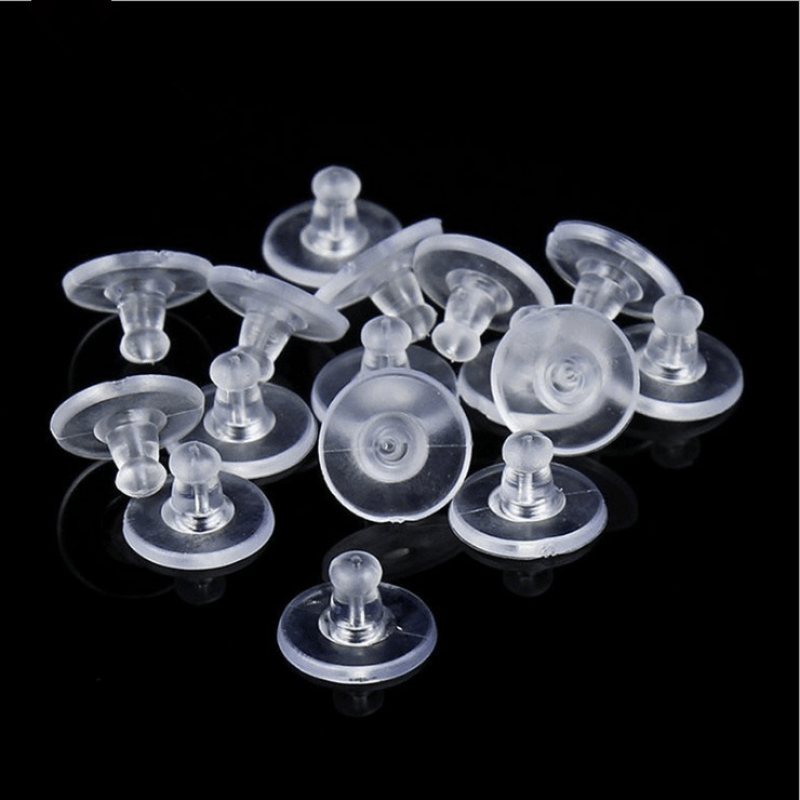 200pcs Clear Plastic Disc & Metal Earring Backs