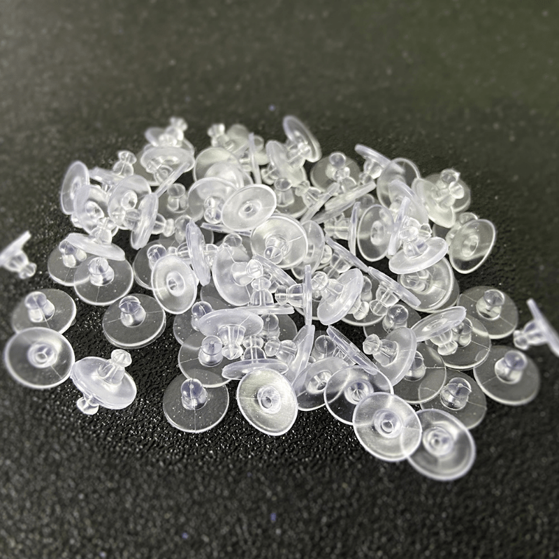 200pcs Transparent Plastic Round Disc With Silver Metal Earring