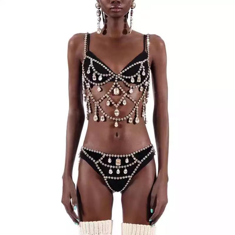 SEXY SPARKLES Rhinestone Bra Chain Sexy Harness Bikini Body Chain, leg  Chain Jewelry