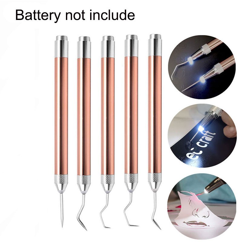 3 Pcs Vinyl Weeding Tool with Light Weeding Hook Tweezers Pin LED Vinyl  Tools Weeding Kit with 10 Transparent Silicone Bands for Crafting  Accessories