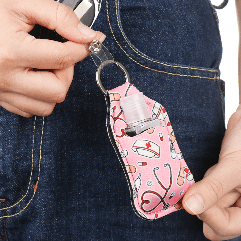 Refillable Neoprene Hand Sanitizer Holder With Keychain Ideal For
