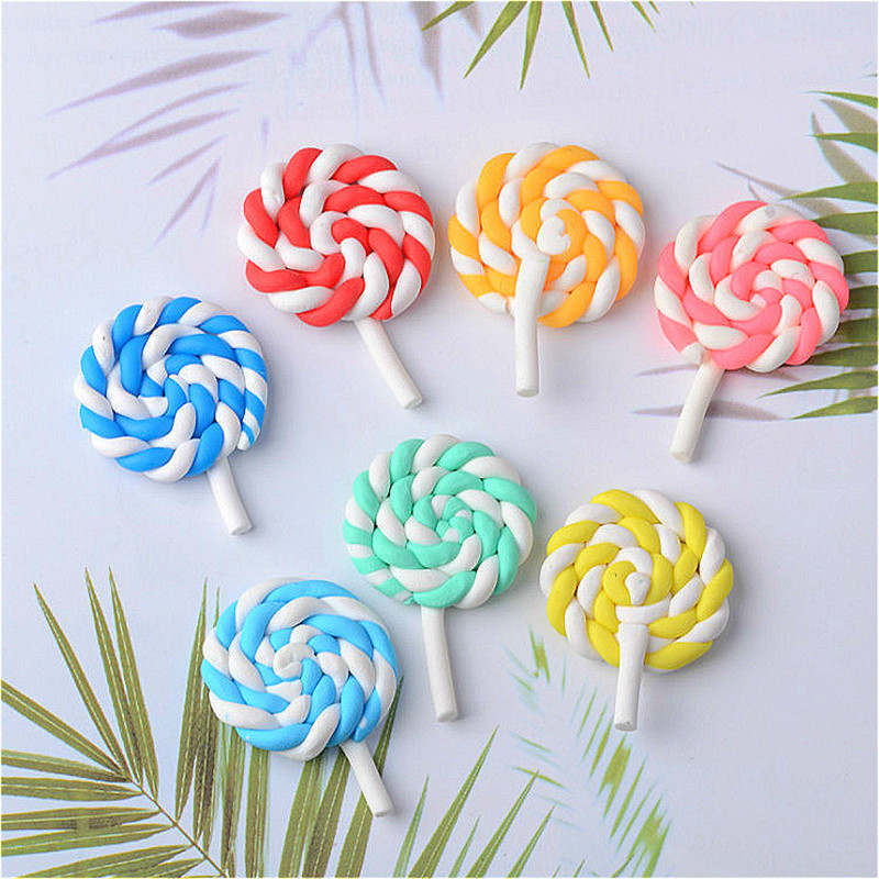 Candy Lollipop Resin Charms Kawaii Keychain Pendant Jewelry Making Supplies  10pc
