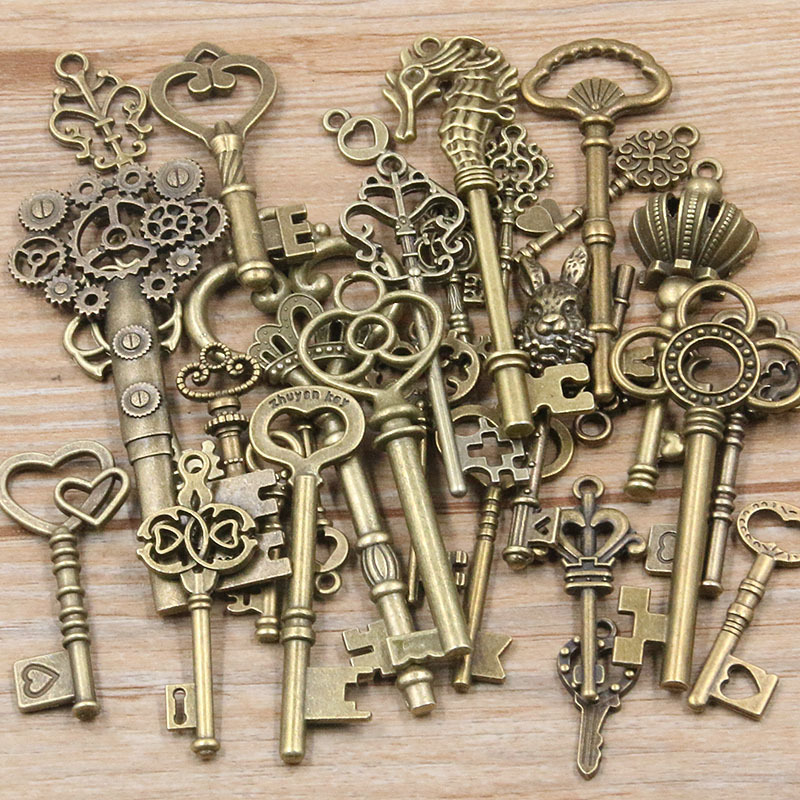 5pcs Key Charms Alloy Metal Charm For Jewelry Making Vintage Key Pendants  for Bracelets Necklace Handmade 20x61MM