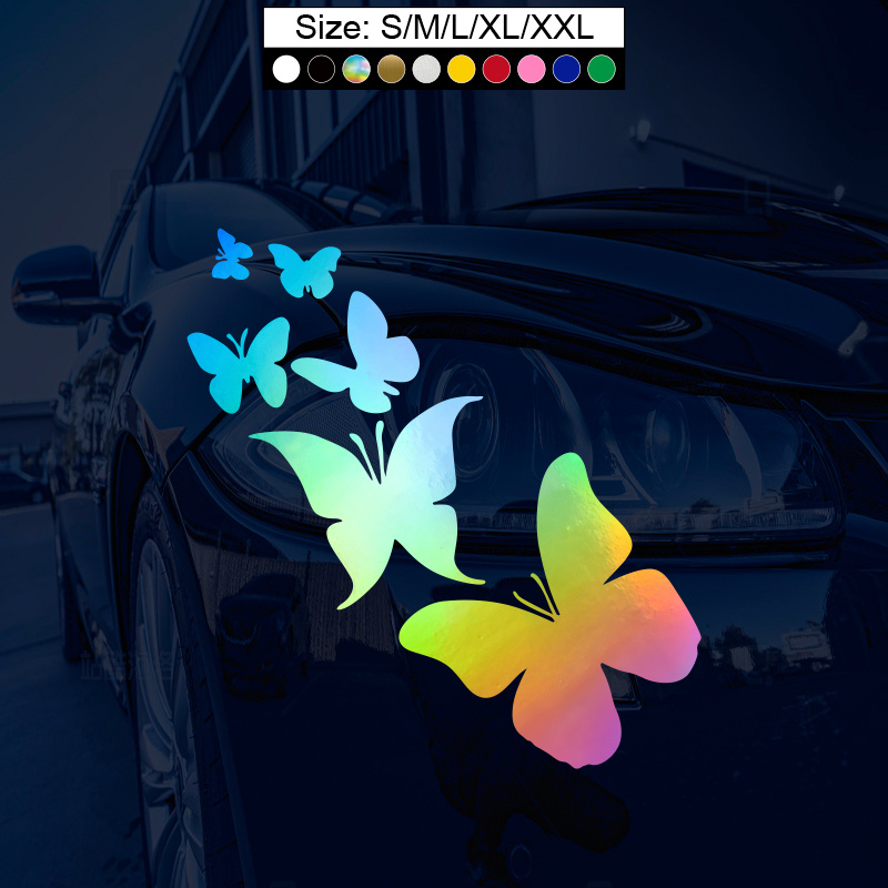 Reflective Butterfly Flower Car Sticker Waterproof Vinyl - Temu