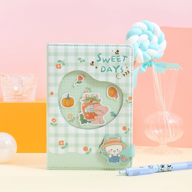 A6 Lovely Cartoon Magnetic Buckle Notebook Waterproof Pu - Temu