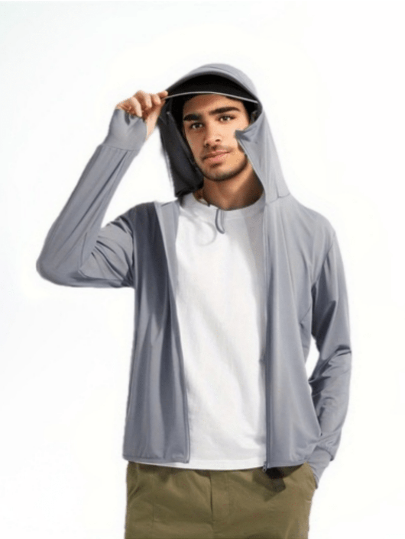 Hooded Sun Protective Color Block Jacket Men's Breathable Uv - Temu Canada