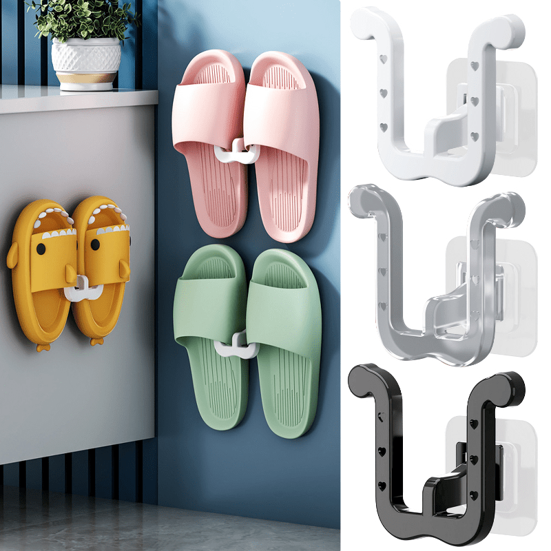 

3pcs Wall Mounted Slipper Rack - No Punching Needed - Keep Your Bathroom Neat And Organized
