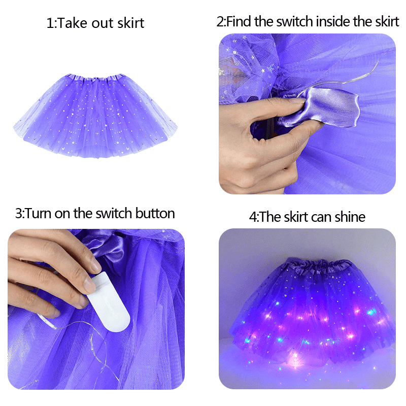 Guirlande lumineuse,Vêtements lumineux LED pour filles, jupe Tutu