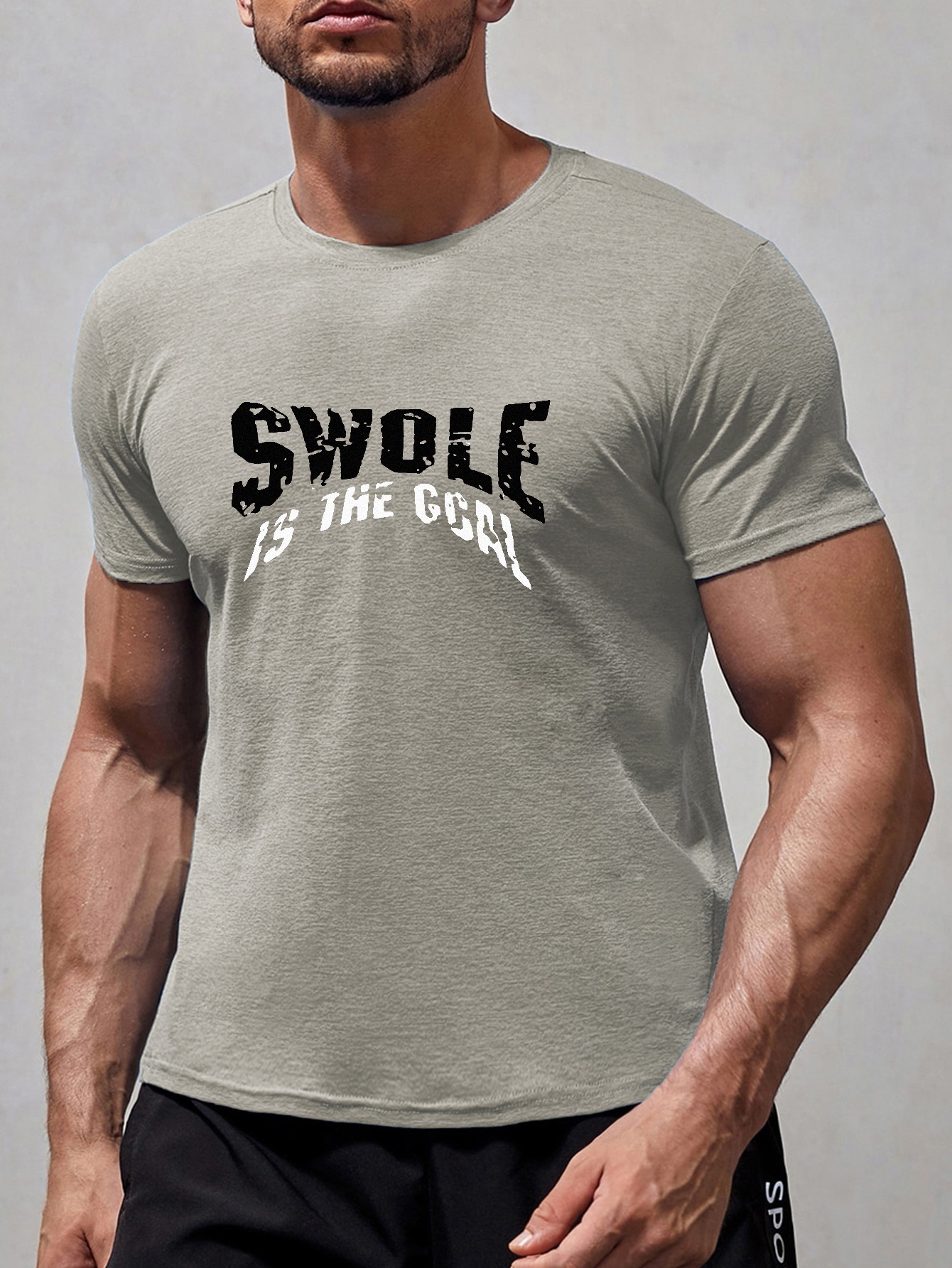 Men's Casual swole Is The Goal Print Graphic Short-sleeve T