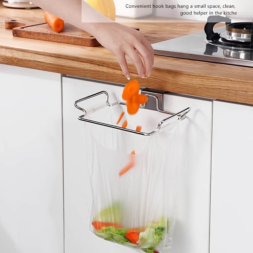 1pcs Trash Bag Holder for Kitchen Cupboard Kitchen Plastic Bag Trash Bin  Garbage Bags Storage Rack Space Saving Garbage Hook Kitchen Organize