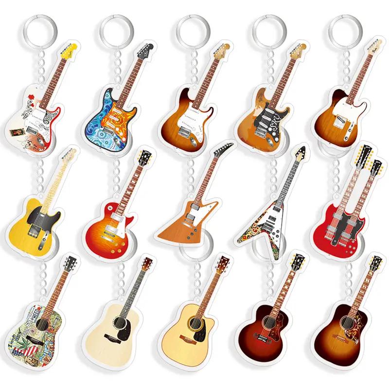 

Musical Instrument Guitar Charm, Fashion Keychain Key Ring Gift For Music Lovers, Handbag Backpack And Purse Accessories