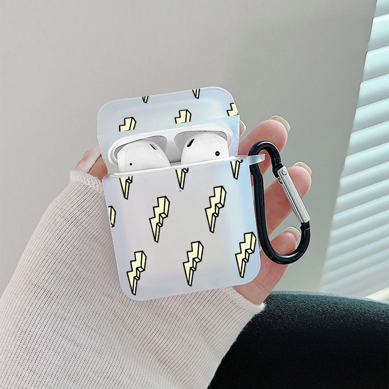 Beige Lightning Graphic Earphone Case For Airpods1/2, Airpods3, Pro, Pro (2nd  Generation), Gift For Birthday, Girlfriend, Boyfriend, Friend Or Yourself,  Pattern Black Anti-fall Silicone Case - Temu New Zealand