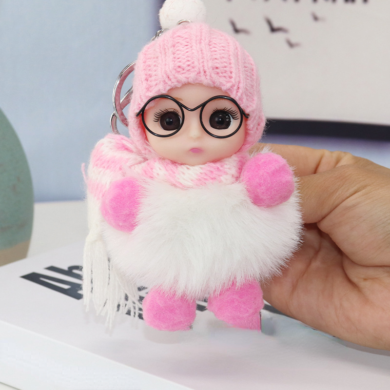 Adorable Korean Plush Pony Charm Zircon Rabbit Fur Unicorn Bag