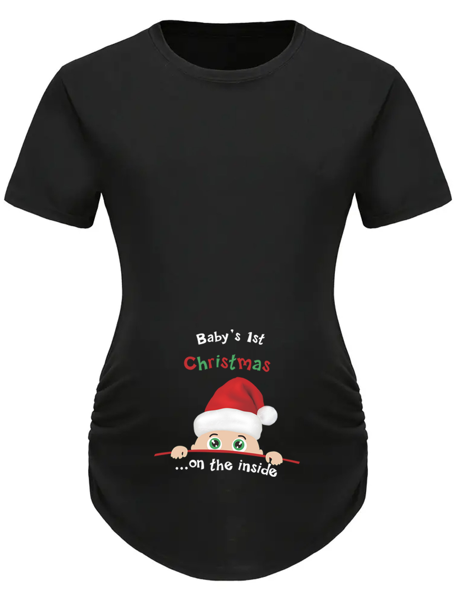 Baby 's First Christmas On The Inside Pregnancy T Shirt Maternity