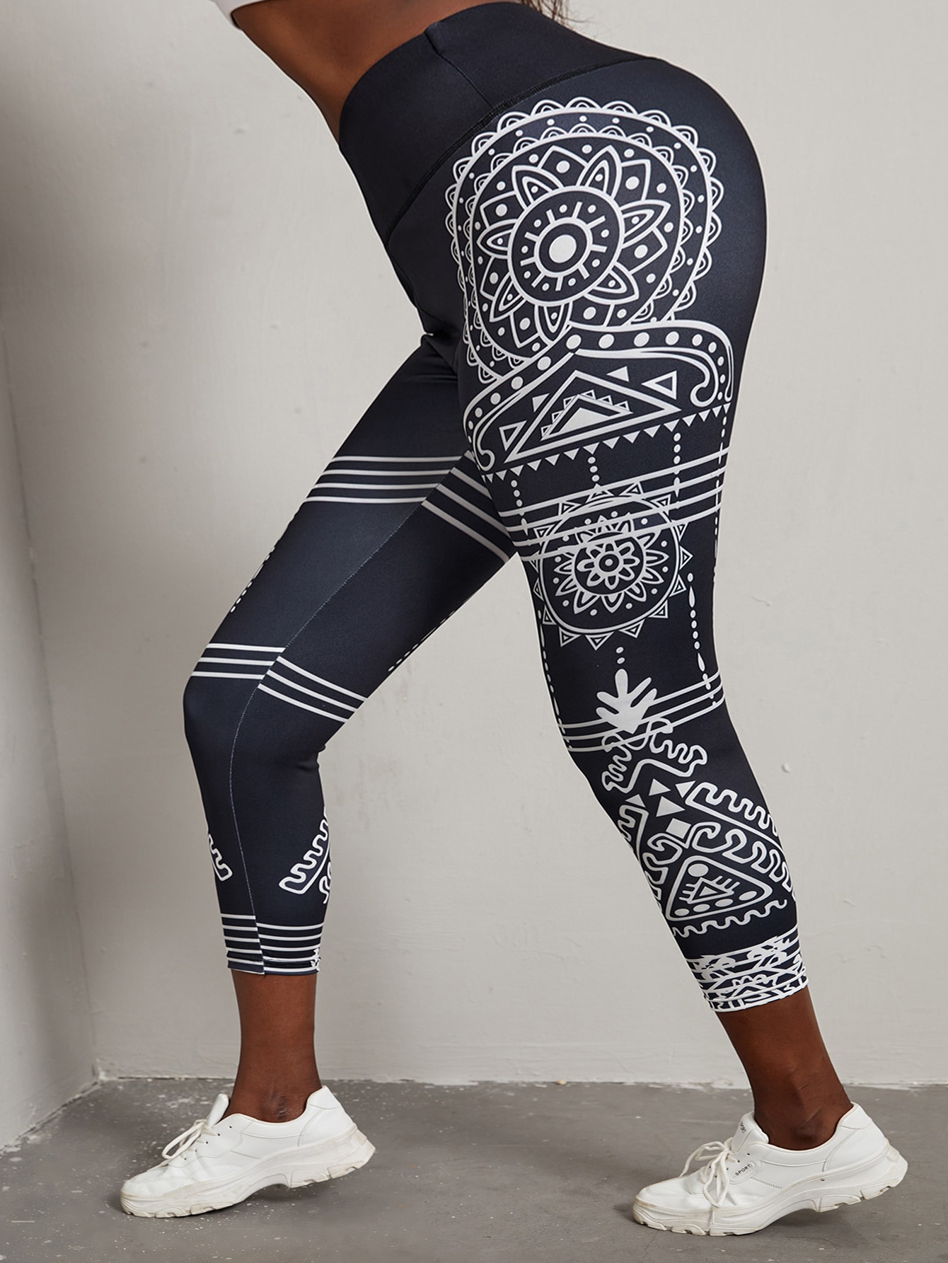 Plus Size Sports Leggings Women's Plus Mandala Print High - Temu
