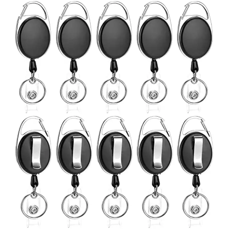 20 Pieces Retractable Badge Reel with Carabiner Belt Clip and Key Ring Retractable ID Badge Holders for ID Card Name Keychain,Temu