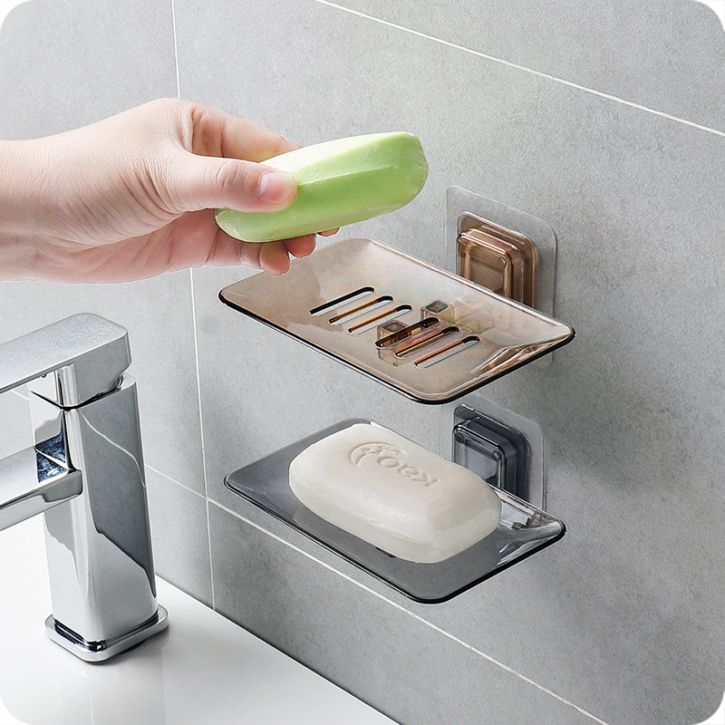Plastic Wall -Mount Soap Holder,Bathroom Soap Dishes Self-Adhesive