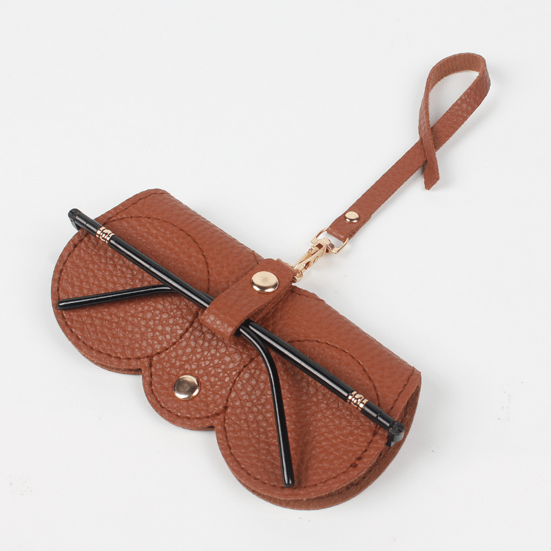 Solid PU Leather Sunglasses Bag Protective Case