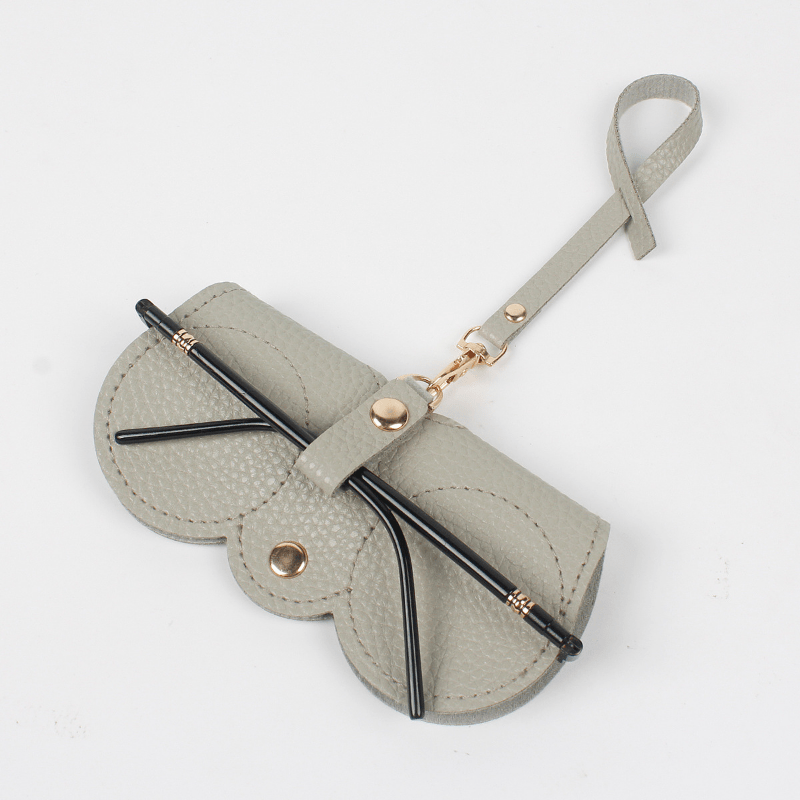 Solid PU Leather Sunglasses Bag Protective Case