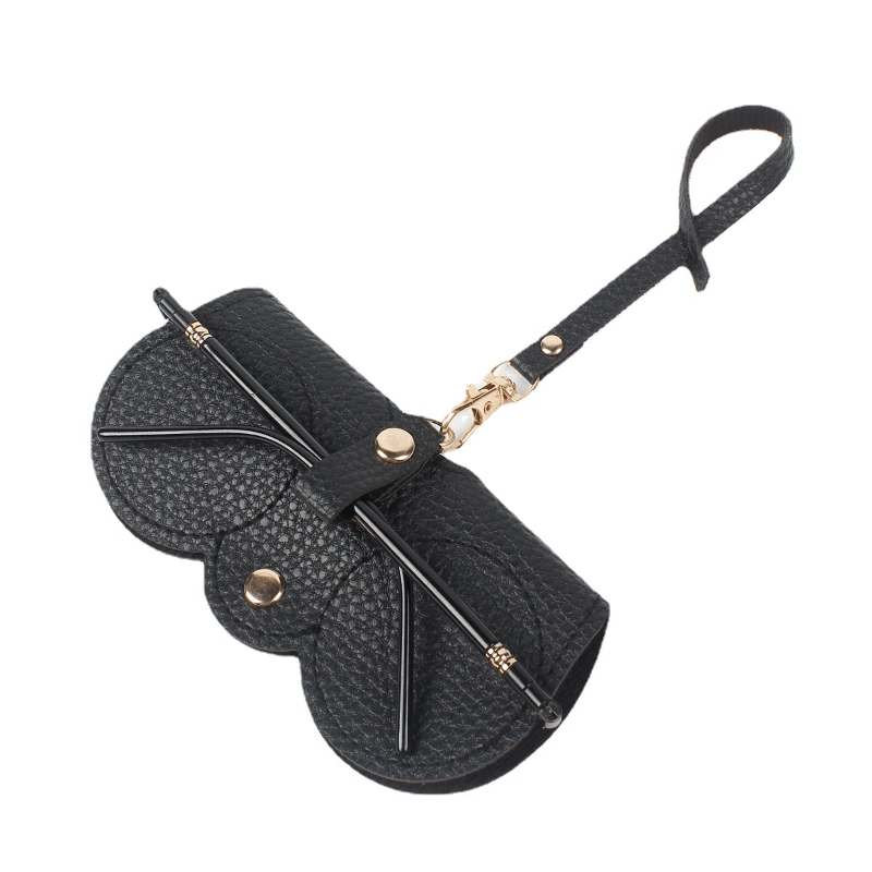 Solid PU Leather Sunglasses Bag Protective Case