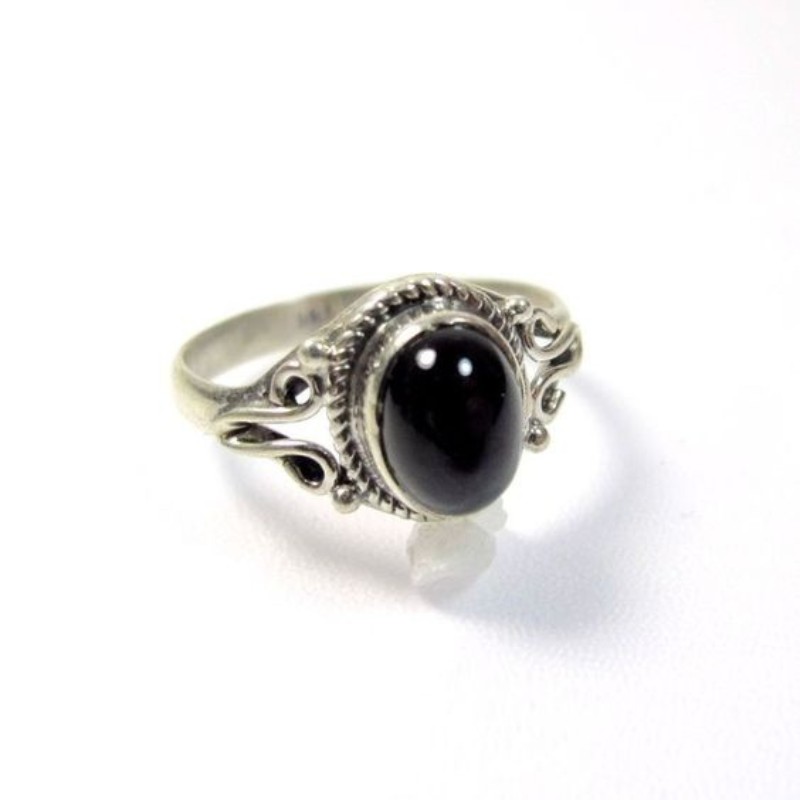 

Boho Style Ring Inlaid Balck Agate Women's Promise Ring Engagement Wedding Jewelry Suitable For Party And Daily Outfits